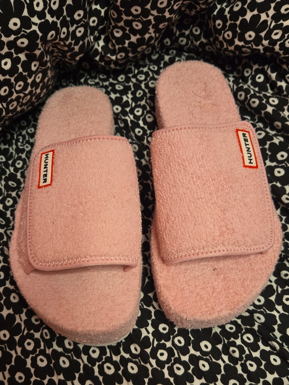 Hunter Kids Pink Terry Slide Sandals
